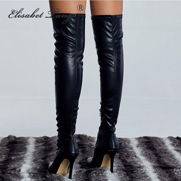 boots elisabet tang thigh high over the knee for women shoes pointed toe thin heels long bottine femme, Black 
boots elisabet tang thigh high over the knee for women shoes pointed toe thin heels long bottine femme, Black