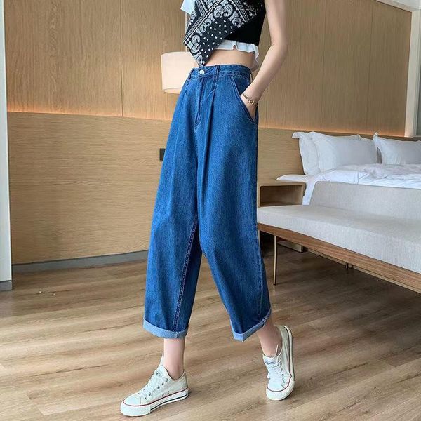 women's jeans high waist women autumn casual loose ankle-length pants wide leg ladies denim trousers korean style vintage, Blue
women's jeans high waist women autumn casual loose ankle-length pants wide leg ladies denim trousers korean style vintage, Blue