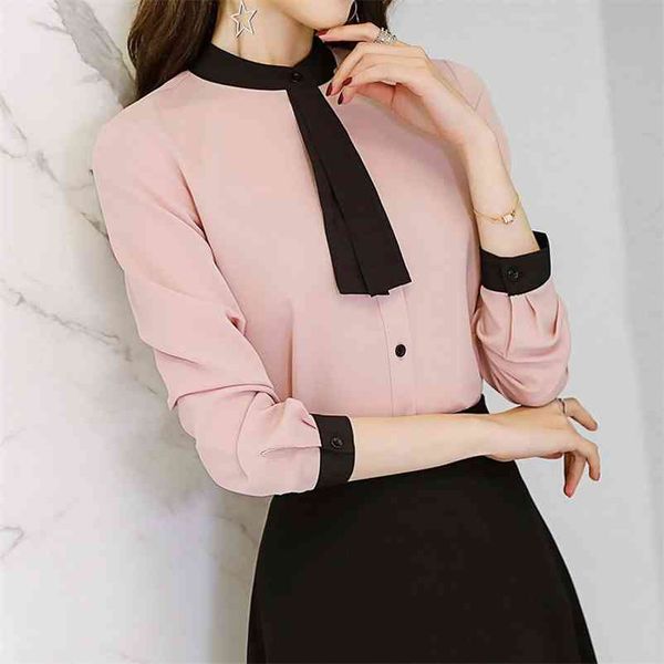 leisure work shirts spring autumn women blouse long sleeve patchwork tie neck slim chiffon blouses office ladies pink white 210401
leisure work shirts spring autumn women blouse long sleeve patchwork tie neck slim chiffon blouses office ladies pink white 210401