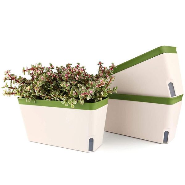 planters & pots self watering planter pot rectangle 10.5 inch set of 3, plastic plant with visual water level window
planters & pots self watering planter pot rectangle 10.5 inch set of 3, plastic plant with visual water level window