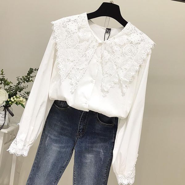 women's blouses & shirts lace patchwork cotton women white summer 2021 turn-down collar long-sleeved loose casual female outwear
women's blouses & shirts lace patchwork cotton women white summer 2021 turn-down collar long-sleeved loose casual female outwear