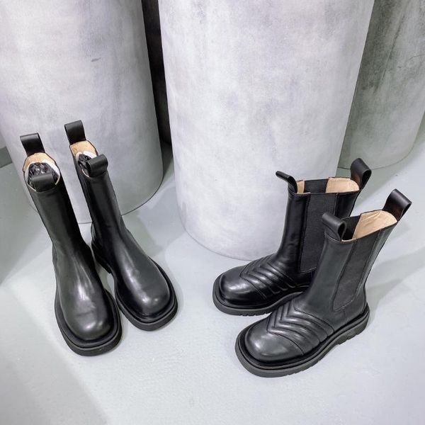 boots mid-calf women round toe shoes concise genuine leather slip-on woman thick bottom, Black
boots mid-calf women round toe shoes concise genuine leather slip-on woman thick bottom, Black