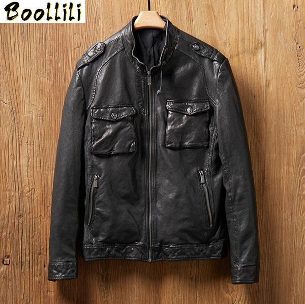 men's leather & faux boollili 2021 spring real jacket men sheepskin coat motorcycle biker vintage slim fit, Black
men's leather & faux boollili 2021 spring real jacket men sheepskin coat motorcycle biker vintage slim fit, Black