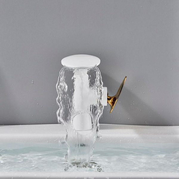 white golden basin faucet single lever waterfall bathroom vessel sink tap deck mounted mixer cold water faucets
white golden basin faucet single lever waterfall bathroom vessel sink tap deck mounted mixer cold water faucets