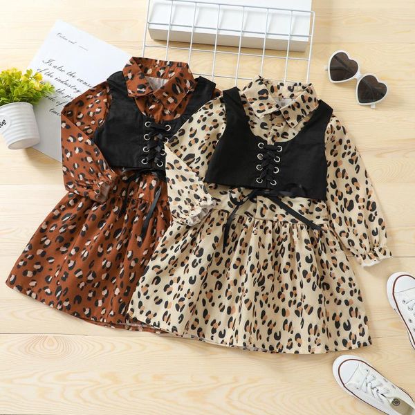 girl's dresses girls dress autumn trend leopard print long-sleeve shirt + black vest two-piece set, Red;yellow
girl's dresses girls dress autumn trend leopard print long-sleeve shirt + black vest two-piece set, Red;yellow