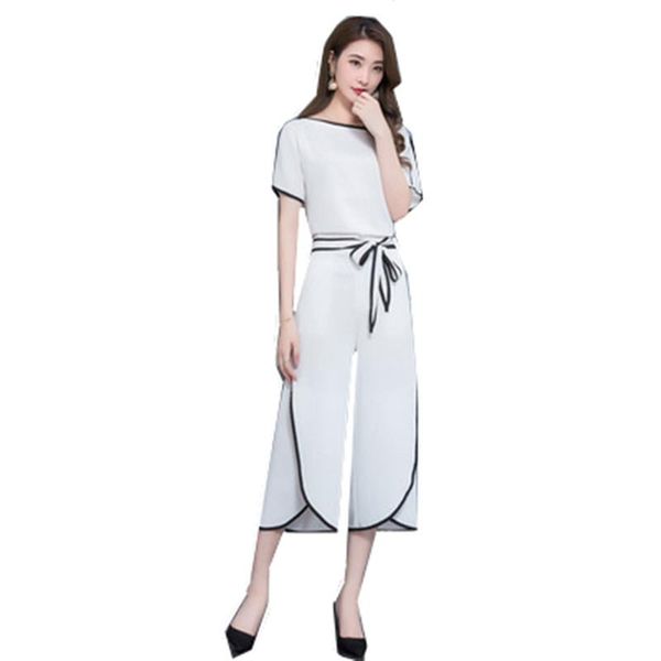 summer fashion women's tracksuits chiffon nine wide leg pants t-shirt two piece set suit tie temperament, Gray
summer fashion women's tracksuits chiffon nine wide leg pants t-shirt two piece set suit tie temperament, Gray