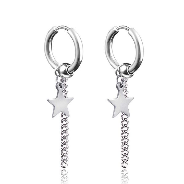 clip on pentagram chain dangle earrings stainless steel hoop ear rings women men hip hop fashion jewelry will and sandy, Silver
clip on pentagram chain dangle earrings stainless steel hoop ear rings women men hip hop fashion jewelry will and sandy, Silver