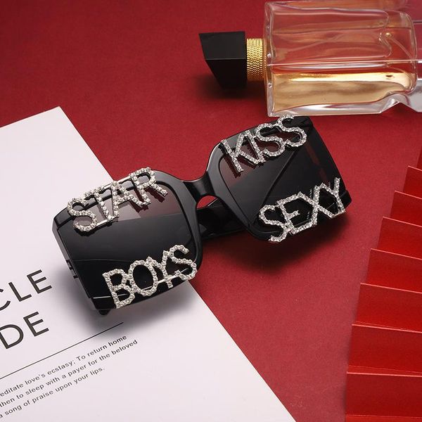 sunglasses square retro big frame handmade diamond letter trend rice nails thick feet street shooting, White;black
sunglasses square retro big frame handmade diamond letter trend rice nails thick feet street shooting, White;black