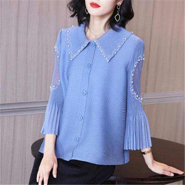 miyake ruffled women's t-shirt spring product suit collar buttoned small loose life large size pleated clothing, White
miyake ruffled women's t-shirt spring product suit collar buttoned small loose life large size pleated clothing, White
