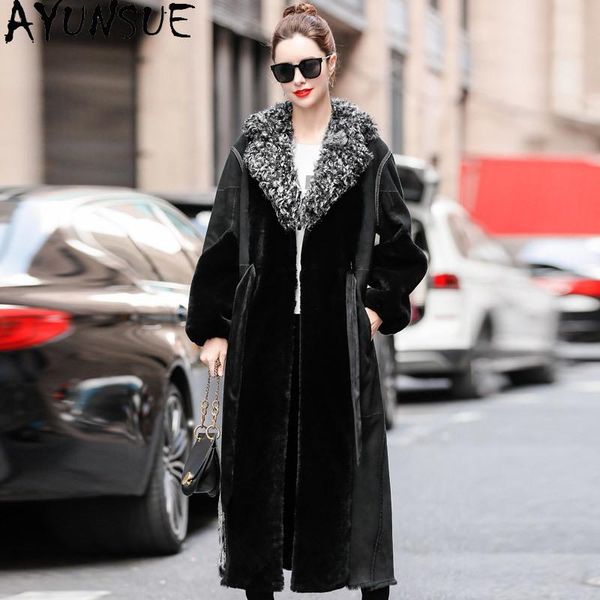 women's fur & faux ayunsue real coat female natural sheep shearing winter parka luxury double faced woman jacket hiver fb2021119m, Black
women's fur & faux ayunsue real coat female natural sheep shearing winter parka luxury double faced woman jacket hiver fb2021119m, Black
