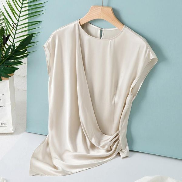 22mm 100% heavy silk women's shirt o neck criss cross draped ruched elegant asymmetrical blouse tanks & camis, White
22mm 100% heavy silk women's shirt o neck criss cross draped ruched elegant asymmetrical blouse tanks & camis, White