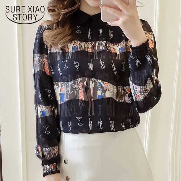 plus size print women shirt women's autumn clothes chiffon blouse long sleeve womens and blouses blusa feminine 1495 45 210528, White 
plus size print women shirt women's autumn clothes chiffon blouse long sleeve womens and blouses blusa feminine 1495 45 210528, White