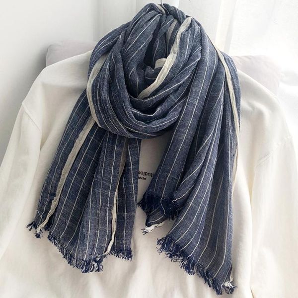 scarves men long wide vertical stripes cotton linen scarf spring fall literary style muffler navy black brown preppy wrap male, Blue;gray
scarves men long wide vertical stripes cotton linen scarf spring fall literary style muffler navy black brown preppy wrap male, Blue;gray
