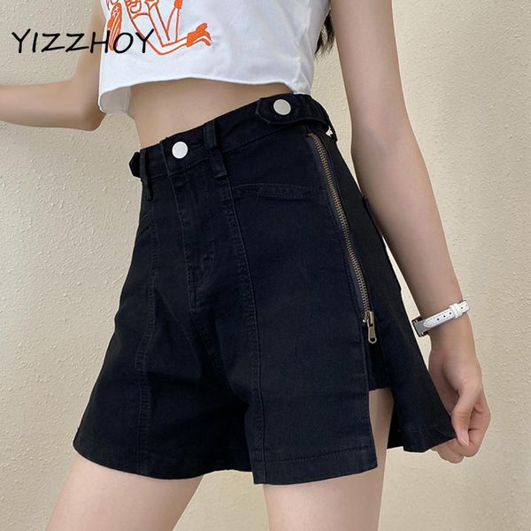 women's shorts yizzhoy summer retro female pocket button loose ladies jeans women streetwear zipper high waist black denim, White;black
women's shorts yizzhoy summer retro female pocket button loose ladies jeans women streetwear zipper high waist black denim, White;black