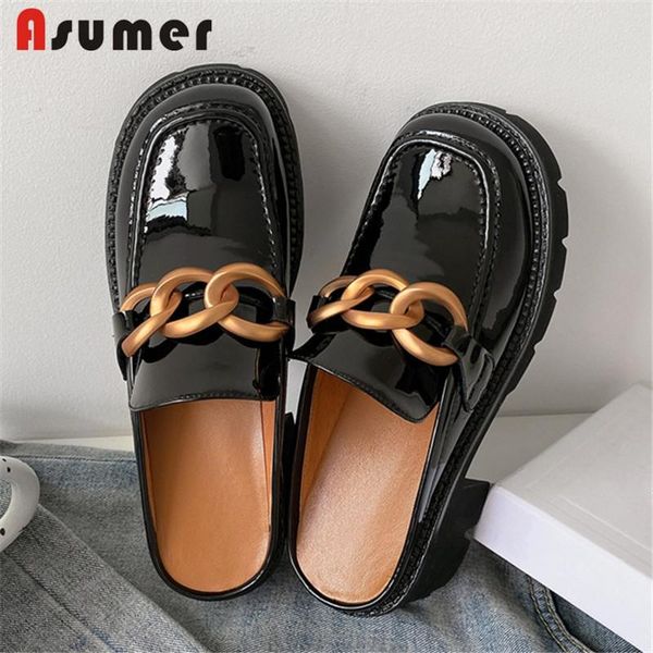 asumer women slipper 2021 est genuine leather shoes metal decoration chain round toe casual woman platform slippers, Black
asumer women slipper 2021 est genuine leather shoes metal decoration chain round toe casual woman platform slippers, Black