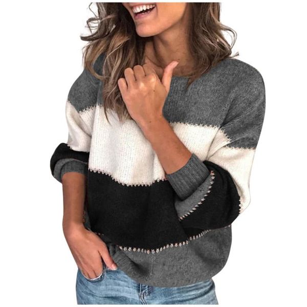 women's sweaters women color block pullover sweater autumn winter fashion large size round neck knitted female long sleeve jumper #t2g, White;black
women's sweaters women color block pullover sweater autumn winter fashion large size round neck knitted female long sleeve jumper #t2g, White;black