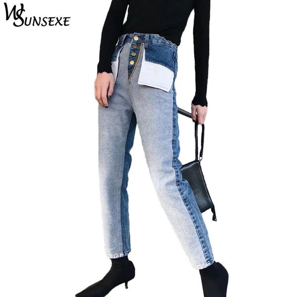 women's pants & capris fashion patchwork jeans for women spring high waist button denim trousers female pencil streetwear trouser 2021, Black;white
women's pants & capris fashion patchwork jeans for women spring high waist button denim trousers female pencil streetwear trouser 2021, Black;white