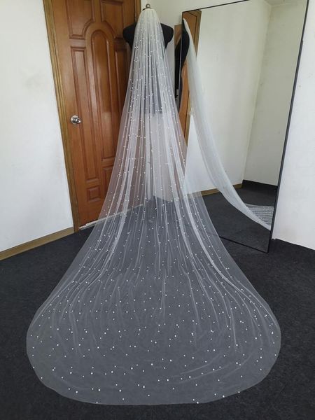 bridal veils real pos white ivory long pearl veil one layer cathedral 3 meters wedding with pearls accessories, Black
bridal veils real pos white ivory long pearl veil one layer cathedral 3 meters wedding with pearls accessories, Black