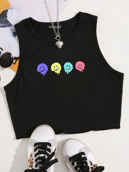 cartoon graphic tank z3sp#, White