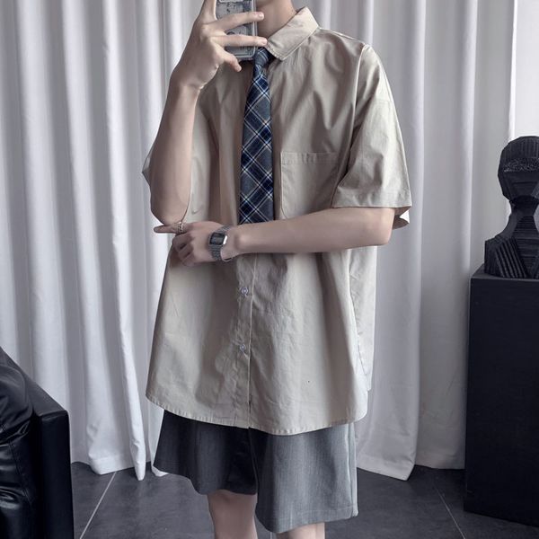 men's casual shirts send tie short-sleeved solid color couple's suit pure camisa masculina mens fashion s-2xl yad9, White;black
men's casual shirts send tie short-sleeved solid color couple's suit pure camisa masculina mens fashion s-2xl yad9, White;black