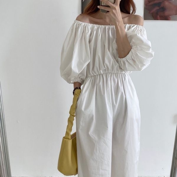 party dresses woherb women dress elegant robe office lady off shoulder puff sleeve vestidos korean chic casual solid loose qv4s, White;black
party dresses woherb women dress elegant robe office lady off shoulder puff sleeve vestidos korean chic casual solid loose qv4s, White;black