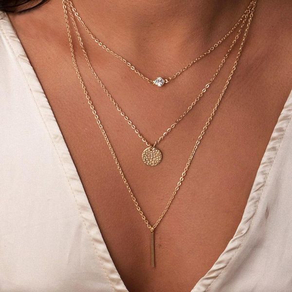 pendant necklaces bohemian gold geometric tassel cz necklace women's multi layer clavicle chain ladies party jewelry girl gifts, Silver
pendant necklaces bohemian gold geometric tassel cz necklace women's multi layer clavicle chain ladies party jewelry girl gifts, Silver