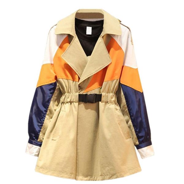 autumn women's trench coat long loose ladies windbreaker suit collar elastic waist color matching fashion women coats, Tan;black
autumn women's trench coat long loose ladies windbreaker suit collar elastic waist color matching fashion women coats, Tan;black