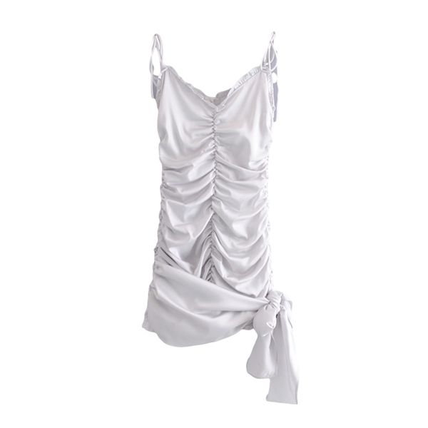 women v neck satin slim dress summer fashion ladies high street female irregular pleated mini 210515, Black;gray
women v neck satin slim dress summer fashion ladies high street female irregular pleated mini 210515, Black;gray