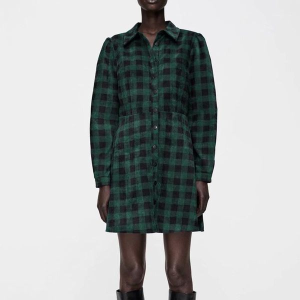 women autumn corduroy plaid mini dress vintage long sleeve fashion female elegant street shirts dresses ww6732, Black;gray
women autumn corduroy plaid mini dress vintage long sleeve fashion female elegant street shirts dresses ww6732, Black;gray