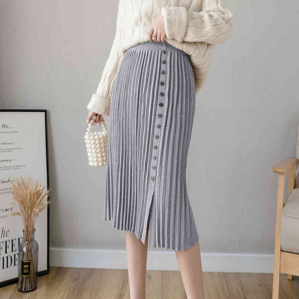 knitted women's stretch autumn winter new korean high-waist pleated a-line button casual sweater skirt 210416, Black
knitted women's stretch autumn winter new korean high-waist pleated a-line button casual sweater skirt 210416, Black