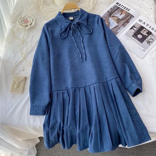casual dresses 2021 autumn girl long sleeve corduroy lapel dress loose belly pleated women age reducing doll, Black;gray
casual dresses 2021 autumn girl long sleeve corduroy lapel dress loose belly pleated women age reducing doll, Black;gray