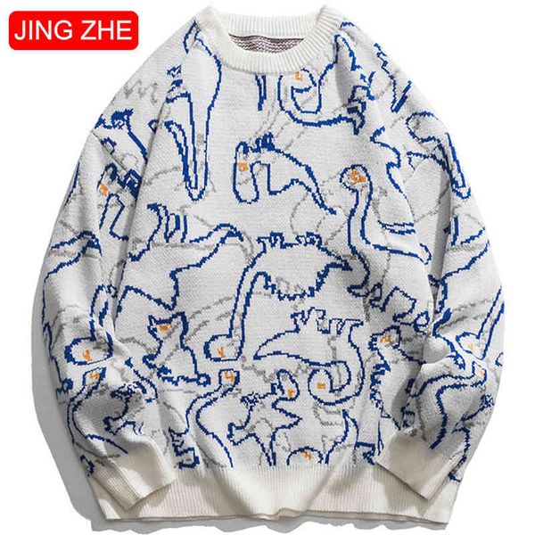 jing zhe sweater men harajuku knitted hip hop streetwear dinosaur cartoon pullover o-neck oversize casual male sweaters, White;black
jing zhe sweater men harajuku knitted hip hop streetwear dinosaur cartoon pullover o-neck oversize casual male sweaters, White;black