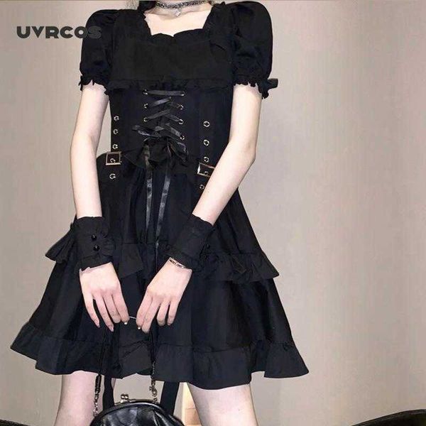 pure black short sleeve lace up dress women lady street casual ruffles simple bodycon mini dresses 210712, Black;gray
pure black short sleeve lace up dress women lady street casual ruffles simple bodycon mini dresses 210712, Black;gray