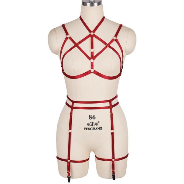 bras sets body harness bra set strappy bondage lingerie halloween rave women plus size elastic waist belt garter hollow out punk, Red;black
bras sets body harness bra set strappy bondage lingerie halloween rave women plus size elastic waist belt garter hollow out punk, Red;black