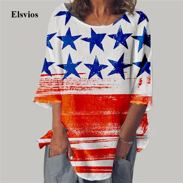 women's blouses & shirts summer patchwork stars striped print blouse women spring o neck loose shirt retro casual short sleeve top, White
women's blouses & shirts summer patchwork stars striped print blouse women spring o neck loose shirt retro casual short sleeve top, White