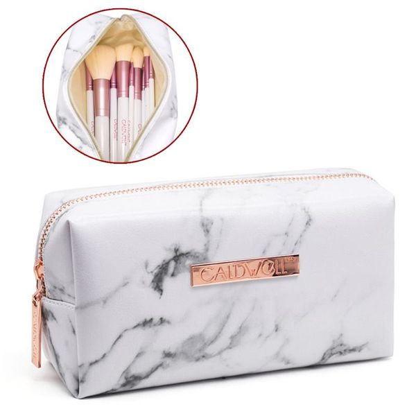ladies makeup cosmetic bag marble pattern pu leather storage brushes pouch for travel fa$3 women bags & cases