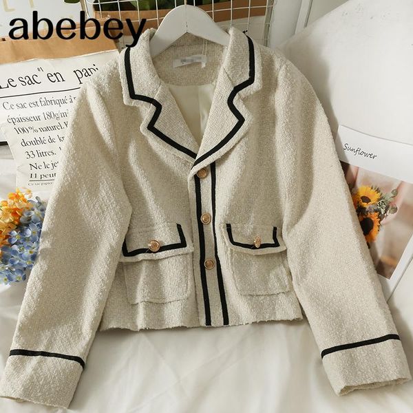 women's jackets korean suit collar long sleeve cardigan hit color stripe patchwork single breasted short tweed jacket 2021 spring autum, Black;brown
women's jackets korean suit collar long sleeve cardigan hit color stripe patchwork single breasted short tweed jacket 2021 spring autum, Black;brown