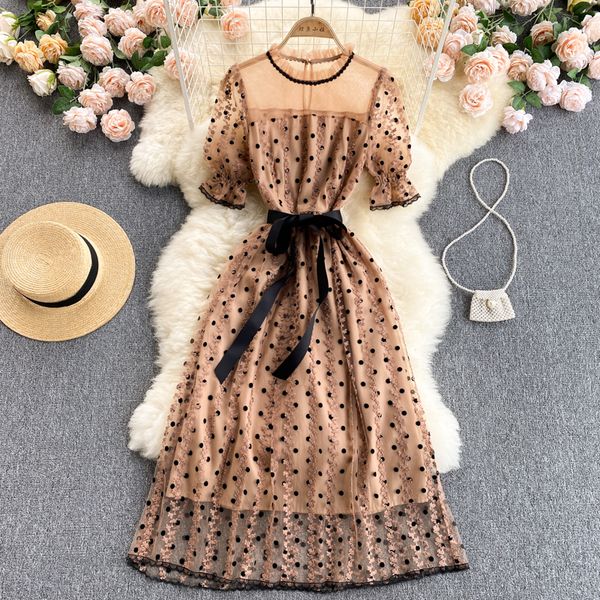 mesh polka dot patchwork khaki dress women summer sweet short sleeve high waist vestidos female vintage party robe 2021 new, Black;gray
mesh polka dot patchwork khaki dress women summer sweet short sleeve high waist vestidos female vintage party robe 2021 new, Black;gray