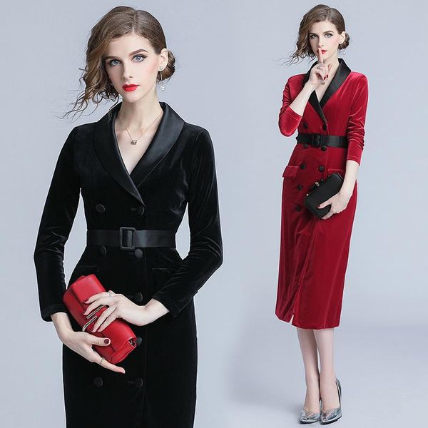 casual dresses women's 2021 autumn and winter clothing slim tie gold velvet dress in the long suit collar temperament bag hip, Black;gray
casual dresses women's 2021 autumn and winter clothing slim tie gold velvet dress in the long suit collar temperament bag hip, Black;gray
