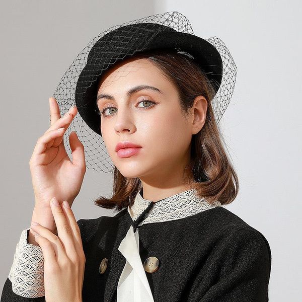 stingy brim hats women retro wool fedora autumn winter bow gauze felt sunscreen beret panama hat sunbonnet jazz caps clothing accessories, Blue;gray
stingy brim hats women retro wool fedora autumn winter bow gauze felt sunscreen beret panama hat sunbonnet jazz caps clothing accessories, Blue;gray