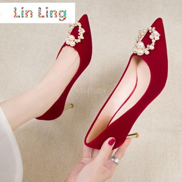 red wedding shoes high heels luxury pearl party dress elegant lady pumps arrivals pointed toe crystal, Black
red wedding shoes high heels luxury pearl party dress elegant lady pumps arrivals pointed toe crystal, Black