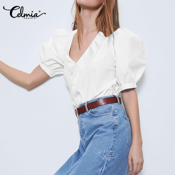 women's blouses & shirts summer tunic celmia deep v-neck lace embroidery white blouse 2021 fashion short puff sleeve casual solid
women's blouses & shirts summer tunic celmia deep v-neck lace embroidery white blouse 2021 fashion short puff sleeve casual solid