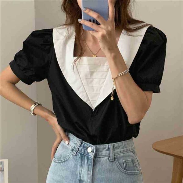 blouse short sleeves summer party chic girls square collar elegant patchwork all match prom shirts 210525, White
blouse short sleeves summer party chic girls square collar elegant patchwork all match prom shirts 210525, White
