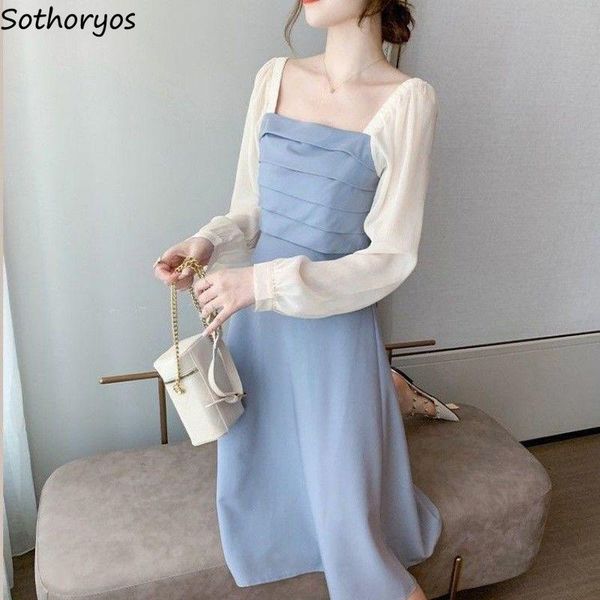 casual dresses long sleeve women patchwork pleated a-line spring elegant female dress high waist square collar korean style vestido, Black;gray
casual dresses long sleeve women patchwork pleated a-line spring elegant female dress high waist square collar korean style vestido, Black;gray