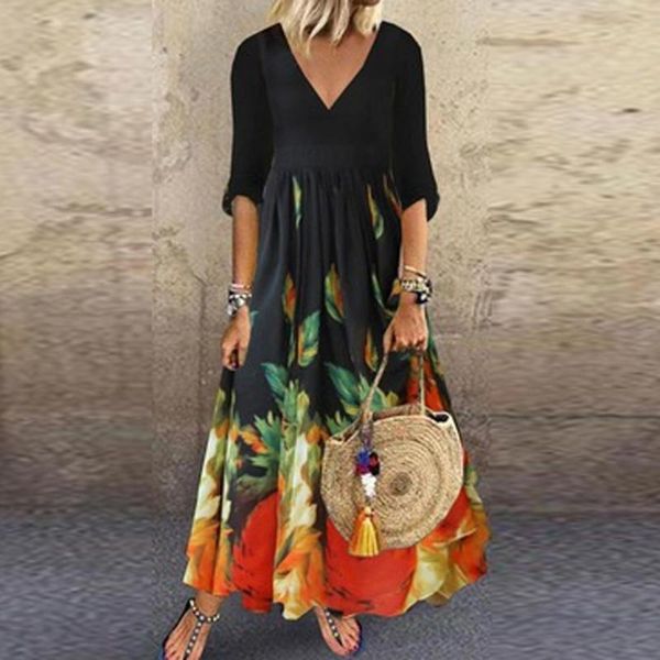 casual dresses half sleeve v neck floral-print 2021 spring elegant vintage party dress women summer loose beach long mujer, Black;gray
casual dresses half sleeve v neck floral-print 2021 spring elegant vintage party dress women summer loose beach long mujer, Black;gray