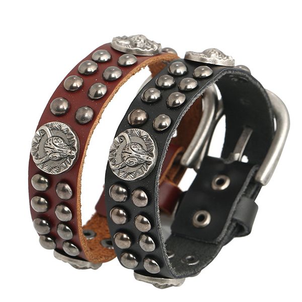 punk retro rivet goat head bracelets & bangles male bracelet for women real leather bangle men jewelry, Golden;silver
punk retro rivet goat head bracelets & bangles male bracelet for women real leather bangle men jewelry, Golden;silver