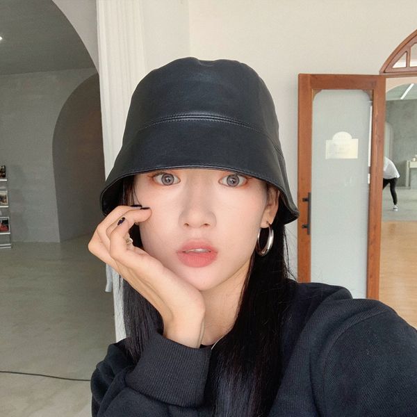 ins style leather women's modern pure pu leather autumn fisherman's versatile bucket hat basin hat, Blue;gray
ins style leather women's modern pure pu leather autumn fisherman's versatile bucket hat basin hat, Blue;gray