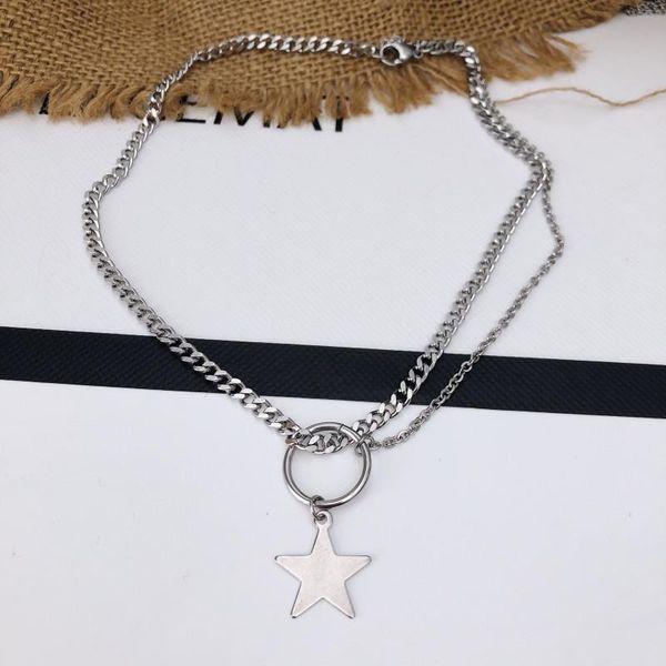 chains korean mmale five-pointed star titanium steel fashion hip-hop short clavicle couple necklace, Silver
chains korean mmale five-pointed star titanium steel fashion hip-hop short clavicle couple necklace, Silver