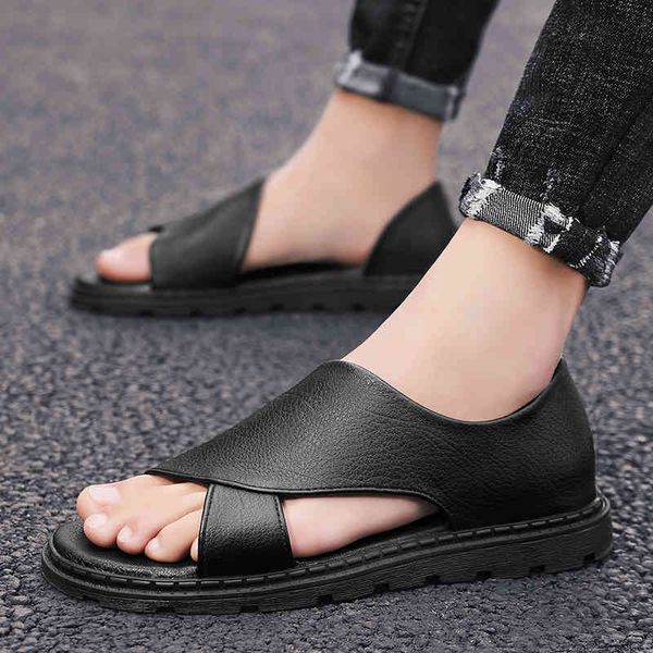slippers men sandals genuine leather sandalias roman flat sandals summer men outdoor comfortable casual beach shoes 7lhk, Black
slippers men sandals genuine leather sandalias roman flat sandals summer men outdoor comfortable casual beach shoes 7lhk, Black