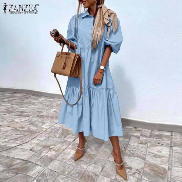 party dresses 2022 summer bohemian women dress ruffle maxi vestidos casual solid puff sleeve long sundress ladies button oversized ro, White;black
party dresses 2022 summer bohemian women dress ruffle maxi vestidos casual solid puff sleeve long sundress ladies button oversized ro, White;black